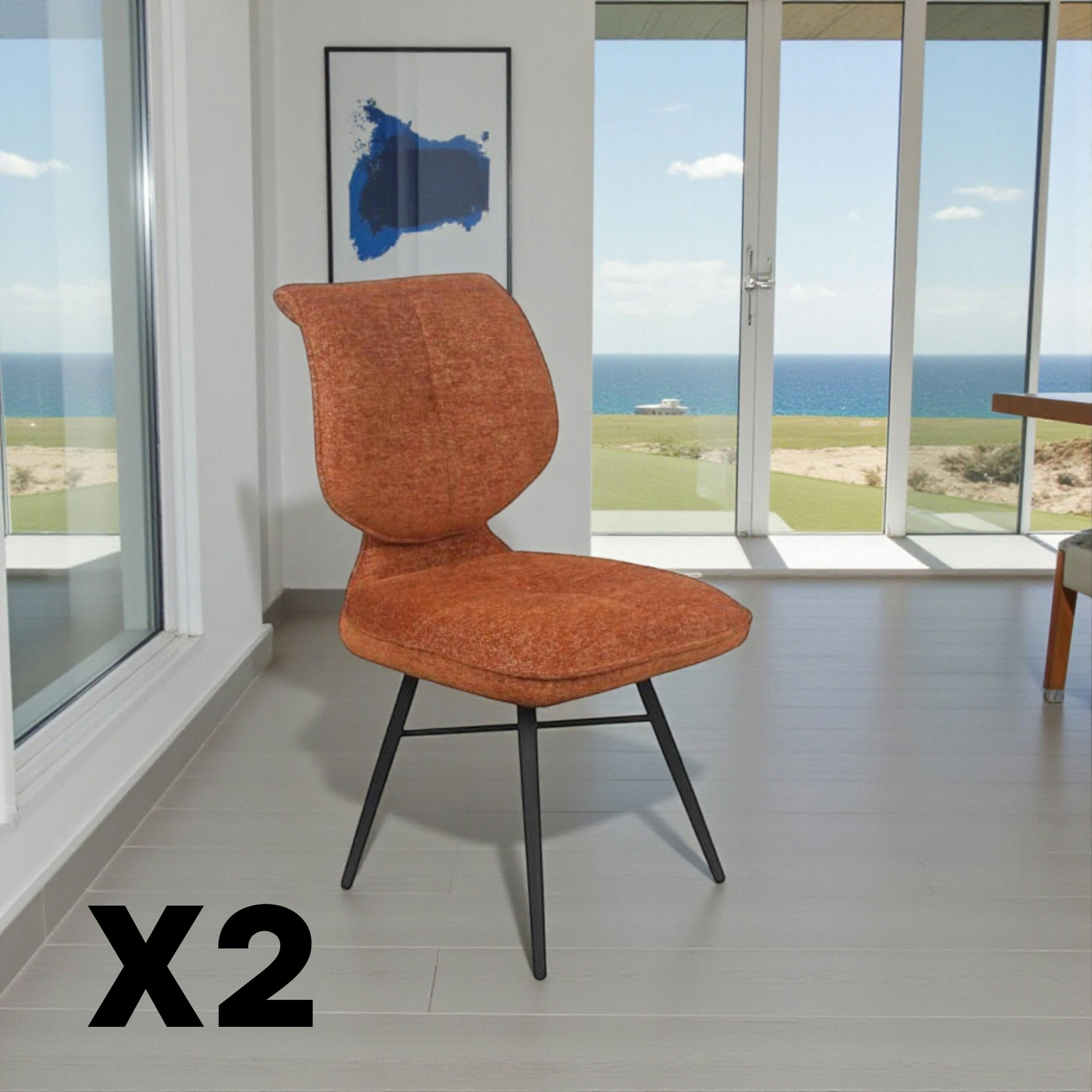 Chaise tissu rouille à dossier double (lot de 2) LIGURIE