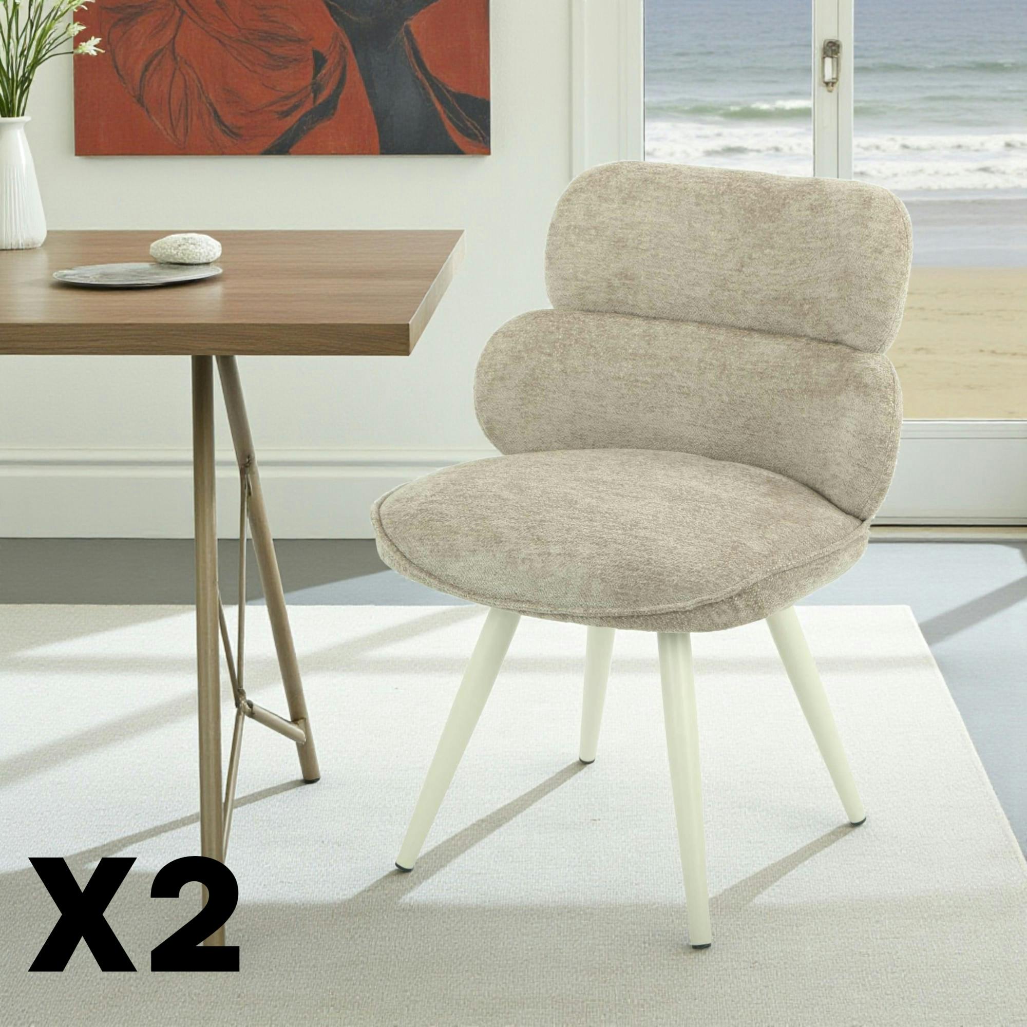 Chaise tissu taupe à dossier structuré (lot de 2) CORTINA