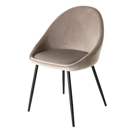 Chaise fauteuil en tissu beige pieds metal de style contemporain