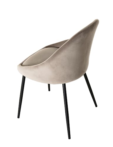 Chaise fauteuil en tissu beige pieds metal de style contemporain
