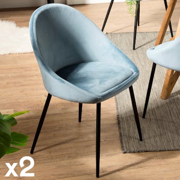  Chaise fauteuil en tissu bleu pieds metal de style contemporain