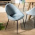 Chaise fauteuil en tissu bleu pieds metal de style contemporain