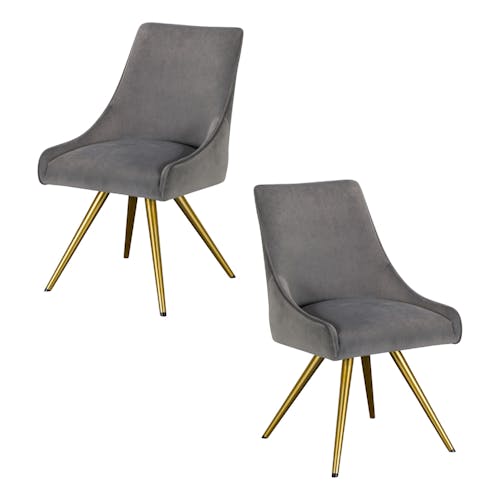 Chaise velours gris (lot de 2) HOBART