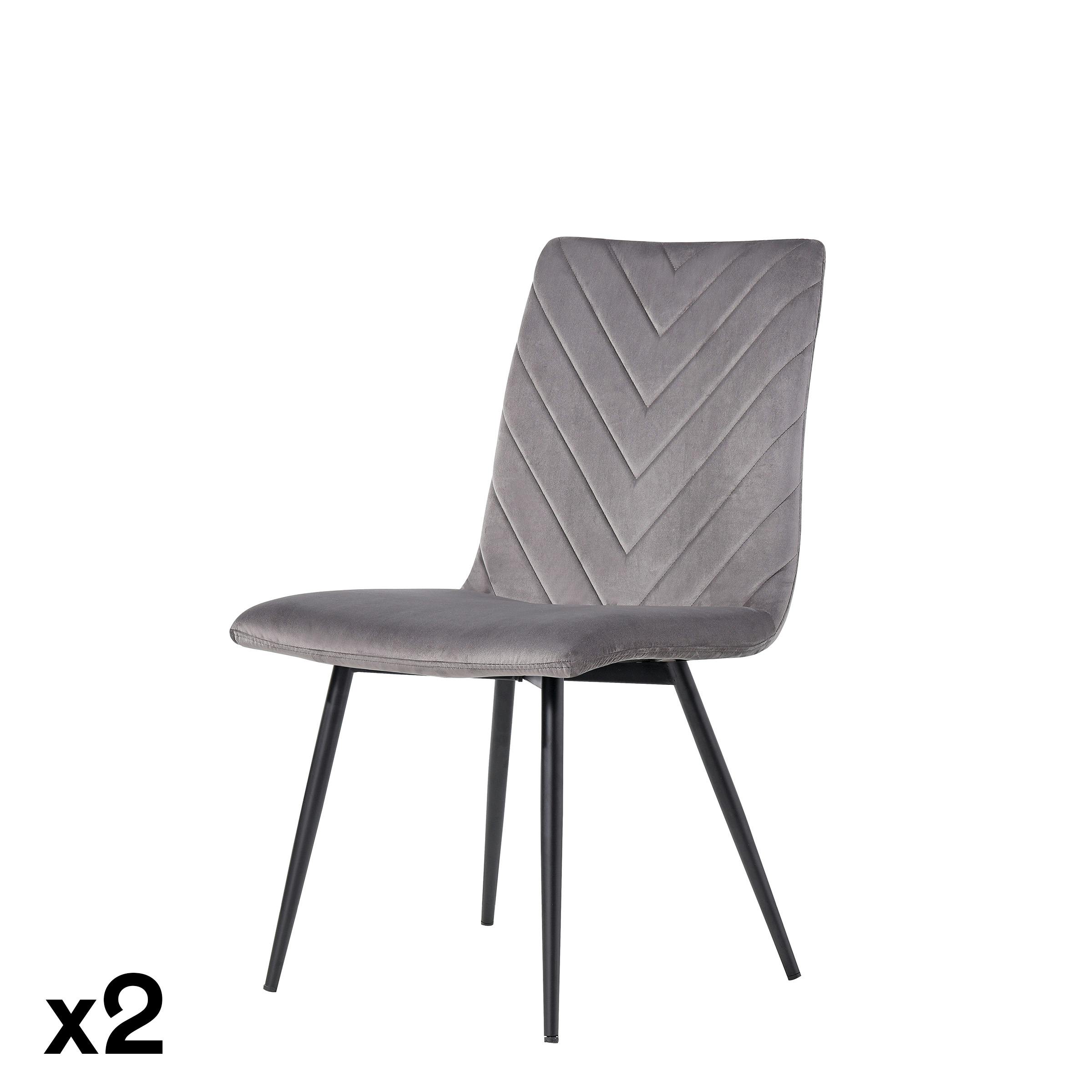 Chaise velours gris (lot de 2) PIANA