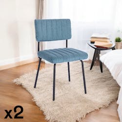 Chaise velours grosses côtes bleu pétrole (lot de 2) IENA