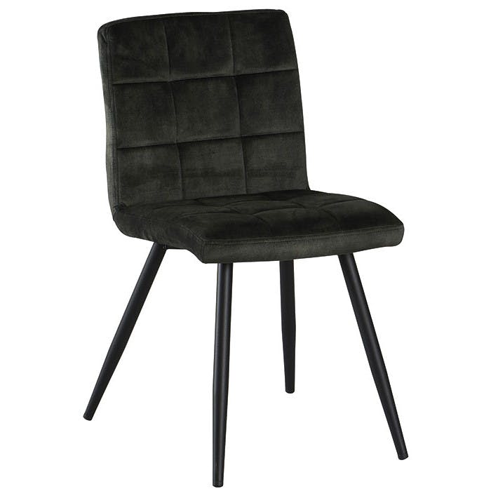 Chaise velours kaki MALMOE