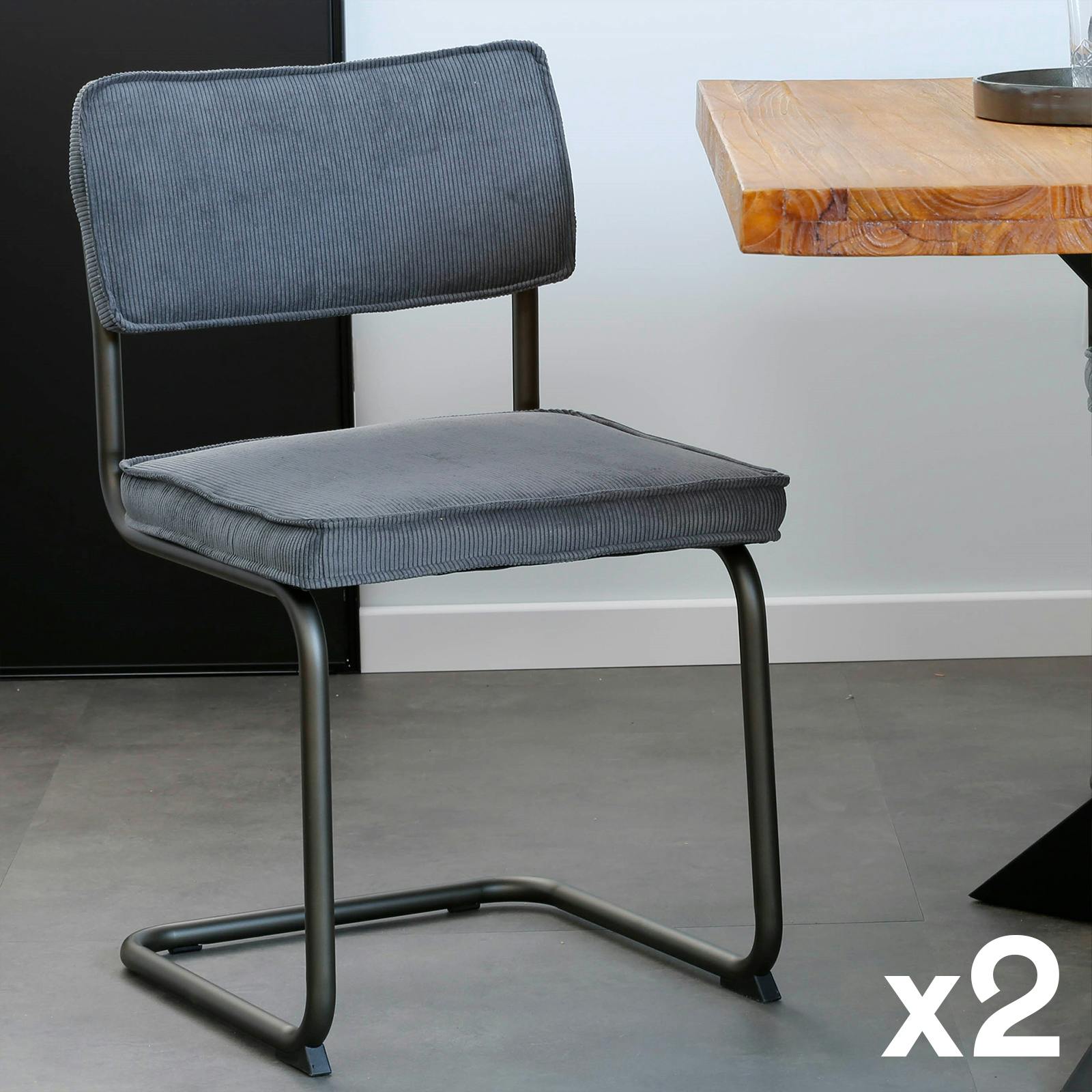 Chaise velours piètement luge (lot de 2) MALMOE