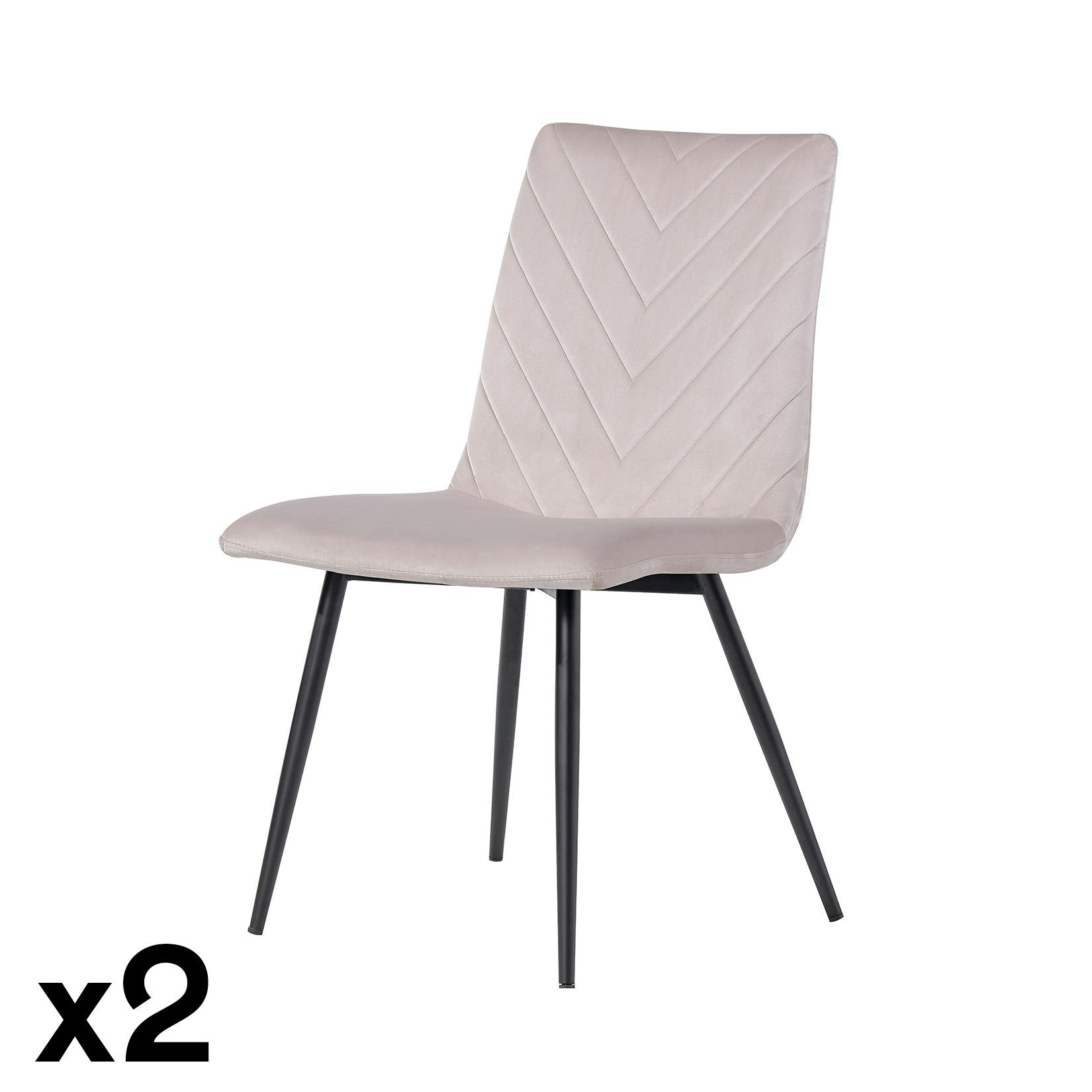 Chaise velours taupe (lot de 2) PIANA