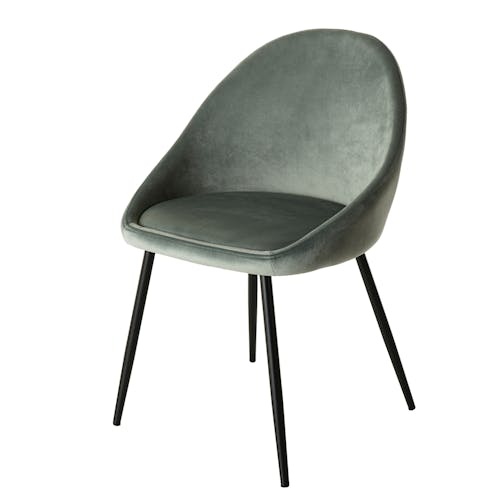 Chaise fauteuil en tissu vert pieds metal de style contemporain