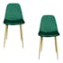 Chaise velours verte (lot de 2) HAWAI