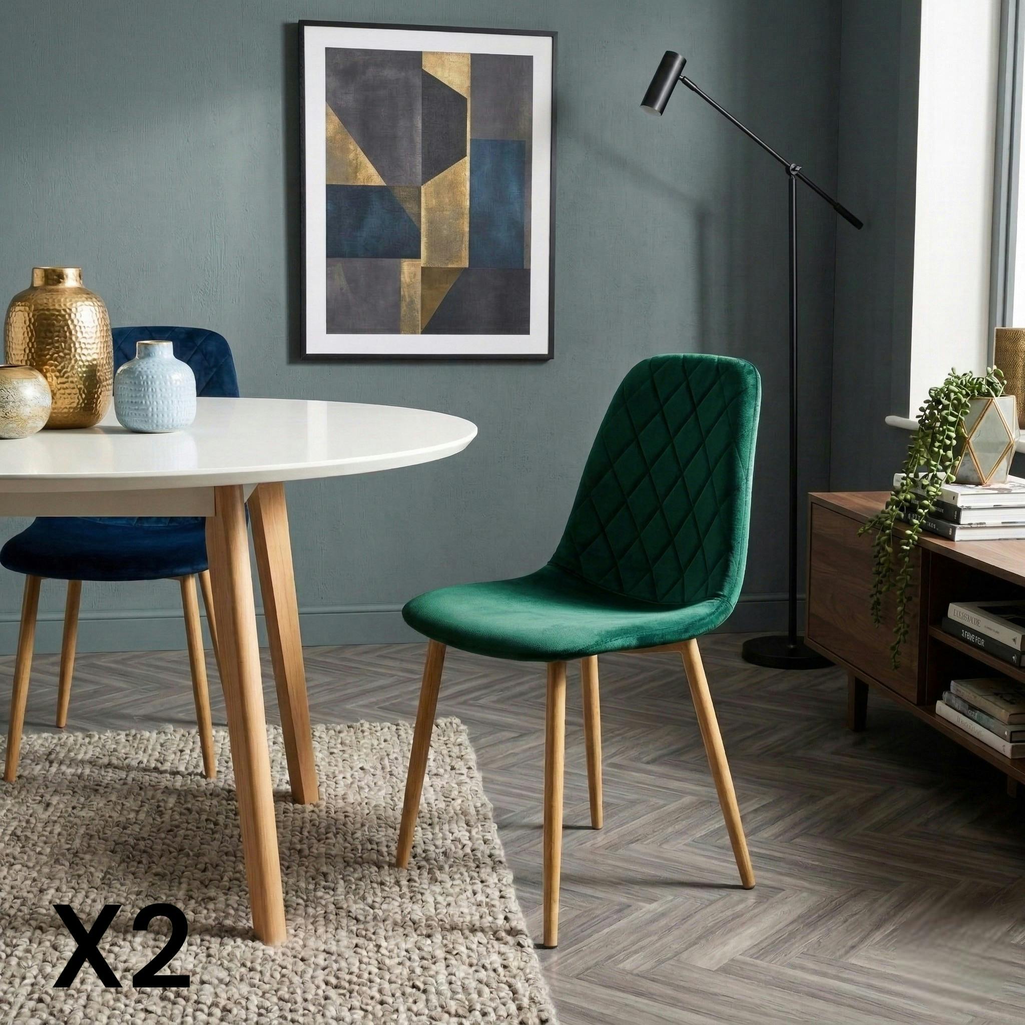 Chaise velours verte (lot de 2) HAWAI