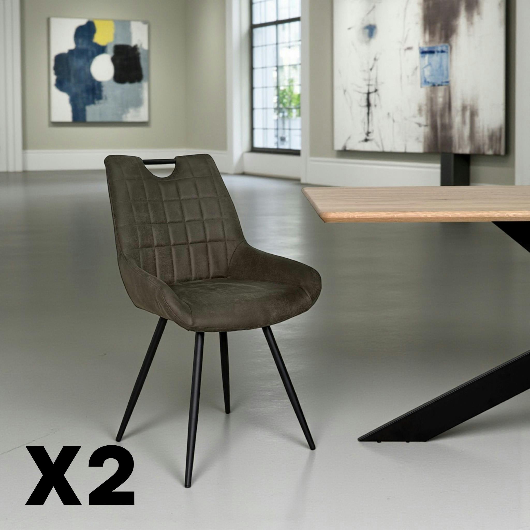 Chaise vert foncé effet vieilli à poignée intégrée (lot de 2) MALMOE