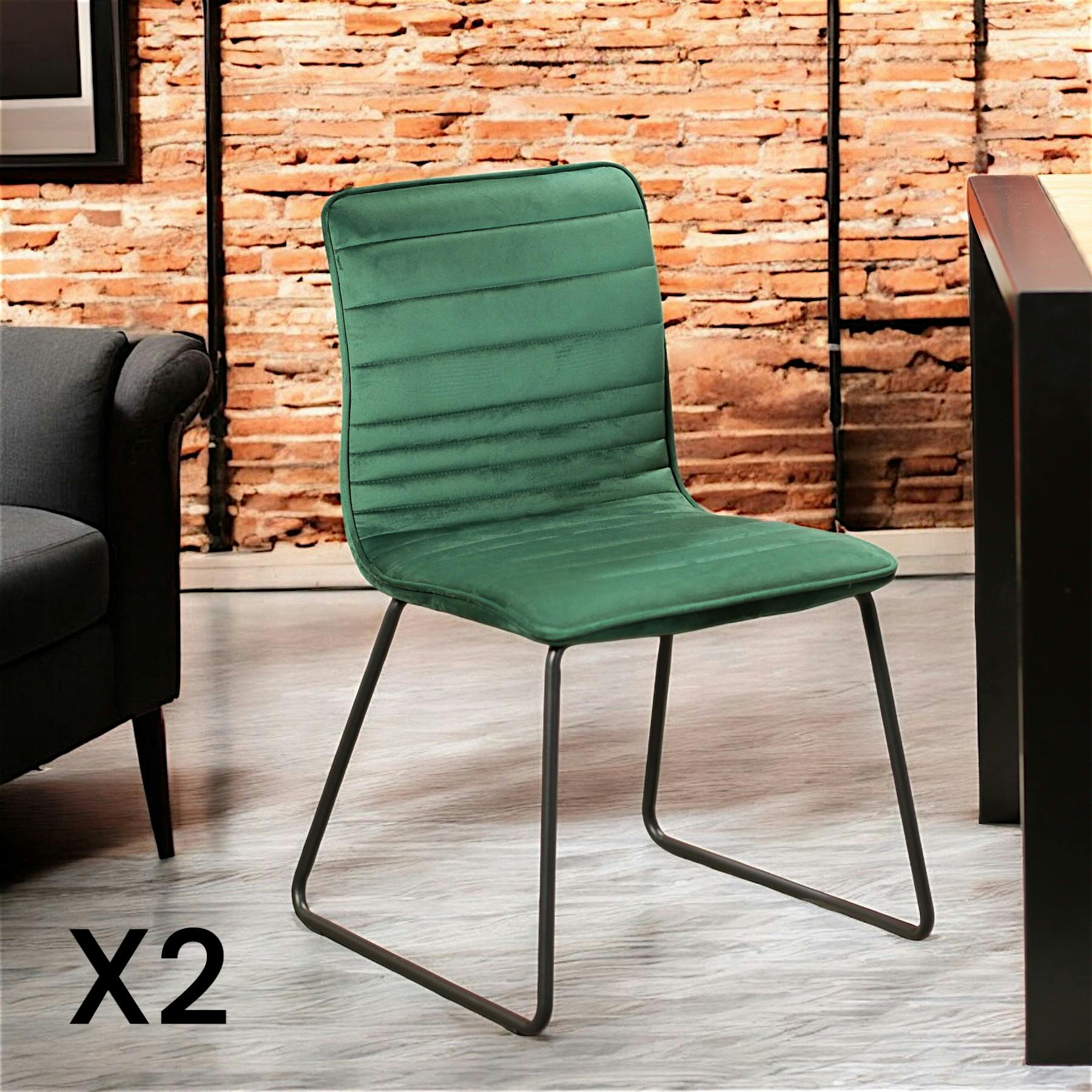 Chaise vert foncé motif ligne (lot de 2) BURGOS