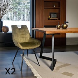 Chaise vert kaki avec poignée (lot de 2) MALMOE