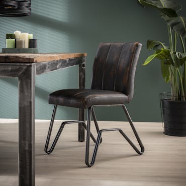  Chaise vintage délavé brun confort piètement pont MELBOURNE