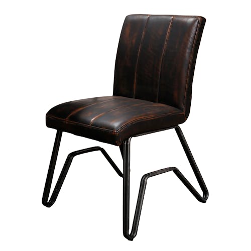 Chaise vintage délavé brun confort piètement pont MELBOURNE