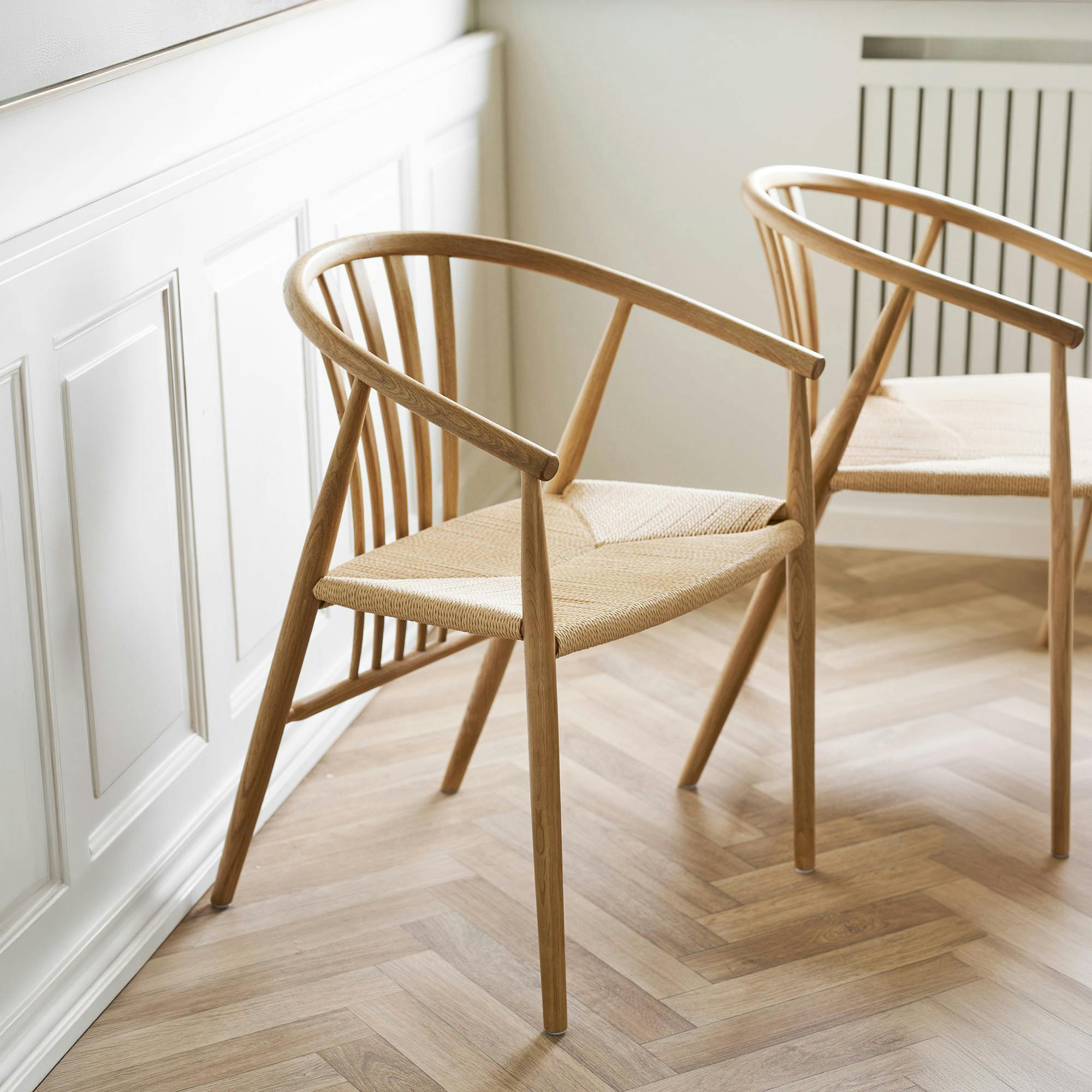 Chaise vintage en bois, assise rotin BERLIN