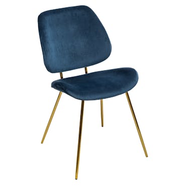 Chaise vintage en velours bleu marine et pieds dorés (lot de 2) GOTEBORG