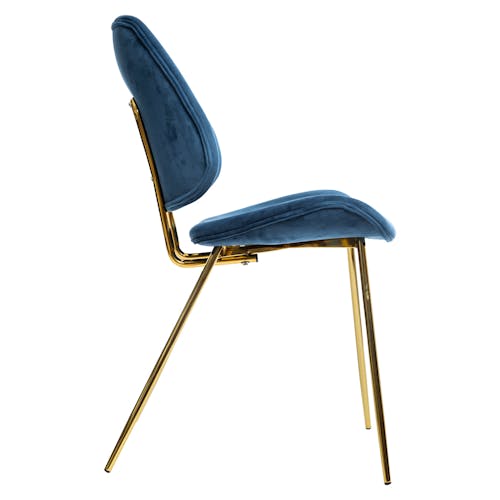 Chaise vintage en velours bleu marine et pieds dorés (lot de 2) GOTEBORG