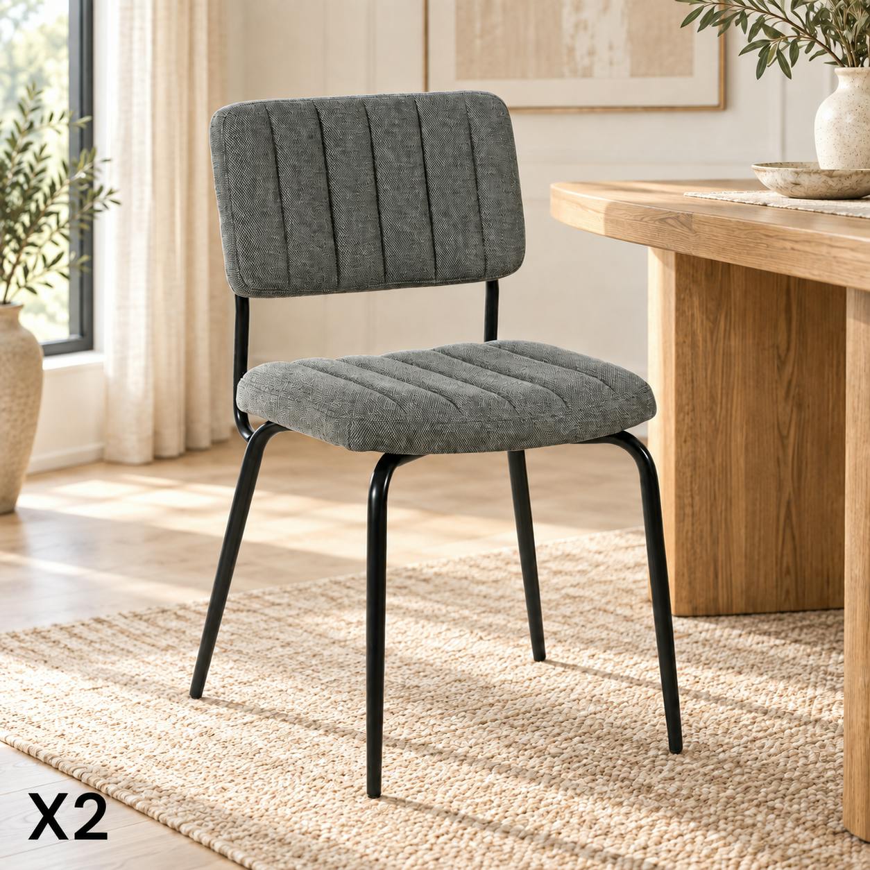 Chaise vintage grise FAIRLIE (lot de 2)