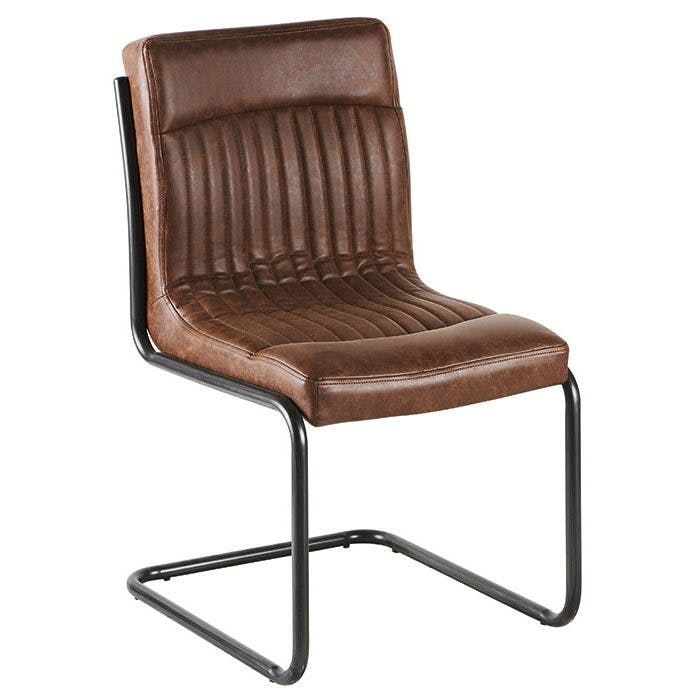 Chaise vintage marron havane rayé