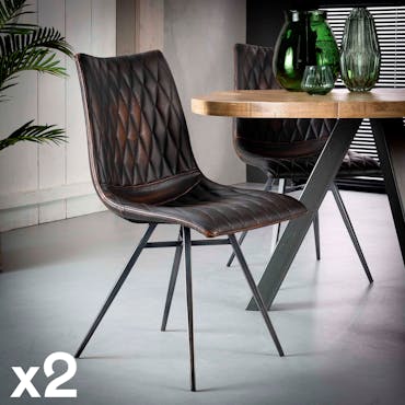  Chaise en tissu marron pieds metal de style contemporain