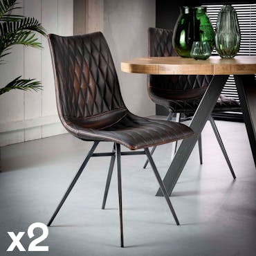 Chaise vintage motif diamant couleur brun MELBOURNE (lot)