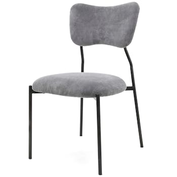 Chaise vintage velours côtelé gris (lot de 2) TASMANIE