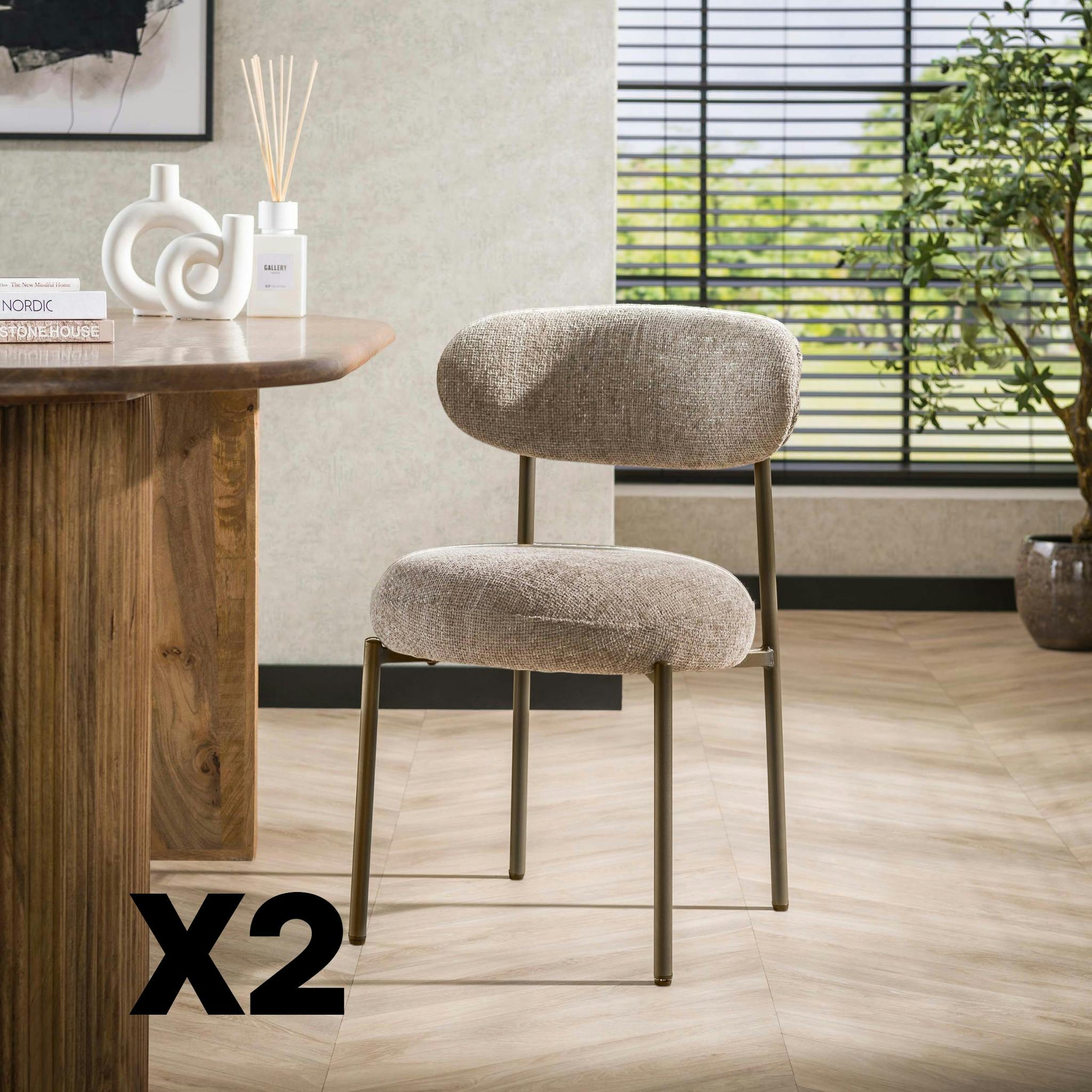 Chaises de table tissu sable texturé (lot de 2) CREEK
