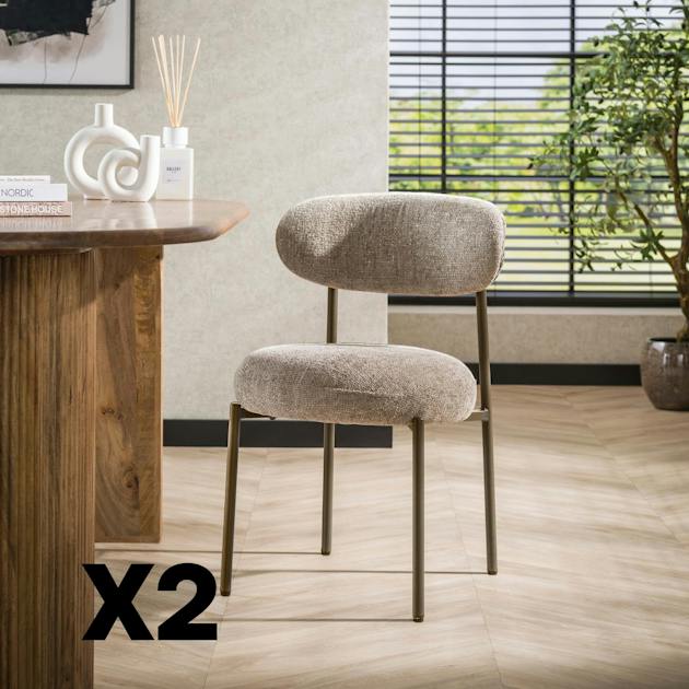Chaises de table tissu sable texturé (lot de 2) CREEK | Chaises | Pier ...