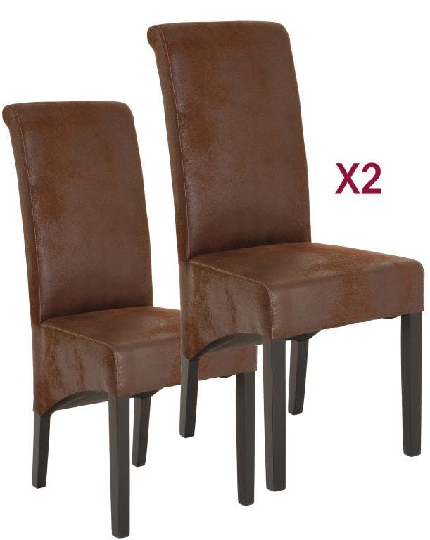 Chaises microfibres chocolat BRITISH lot de2