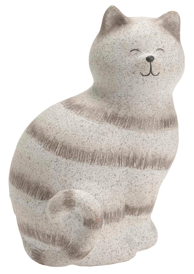 Chat mignon assis en terracotta couleur naturelle tachetée décorée H21cm