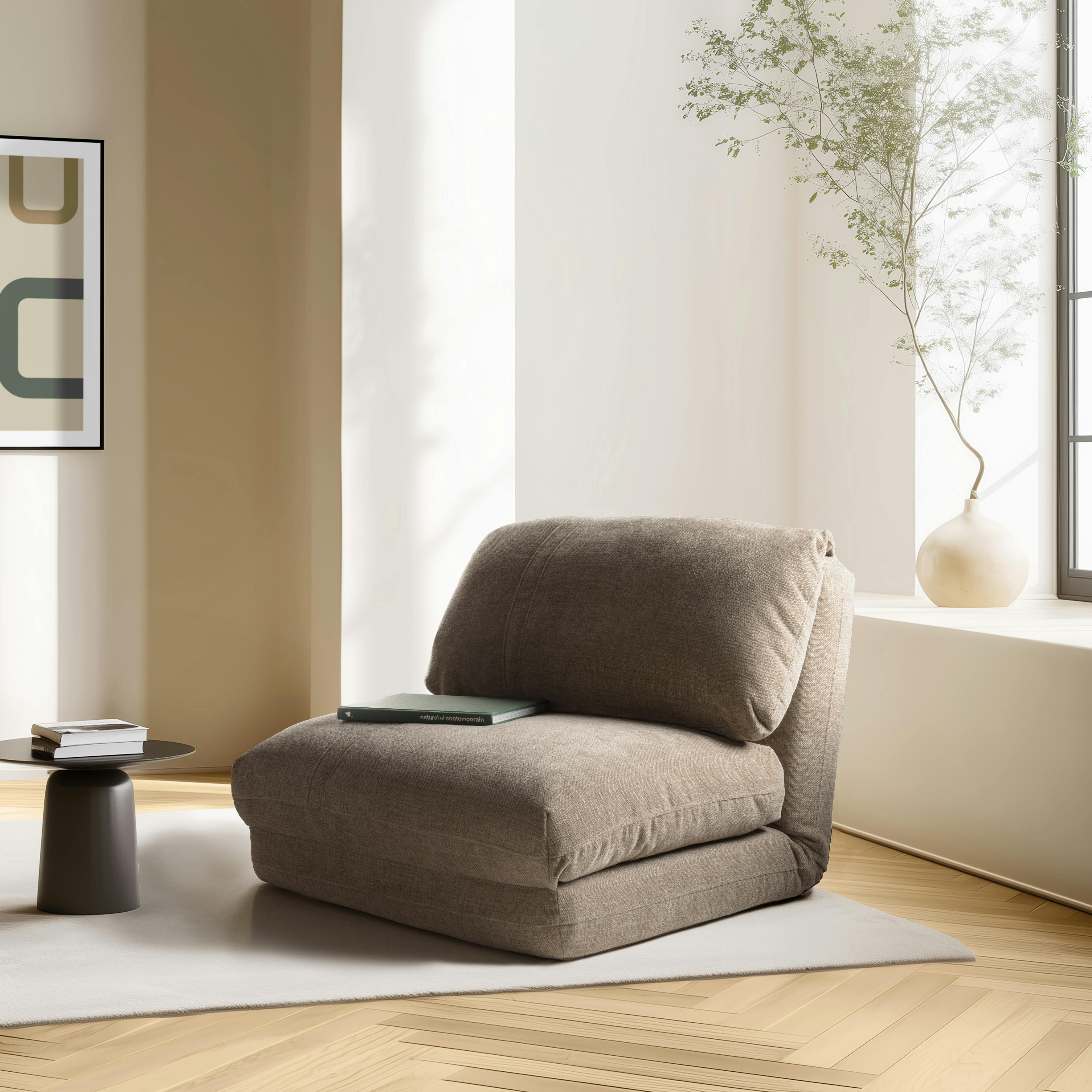 Chauffeuse 1 place multi-position en tissu couleur taupe ASTORI