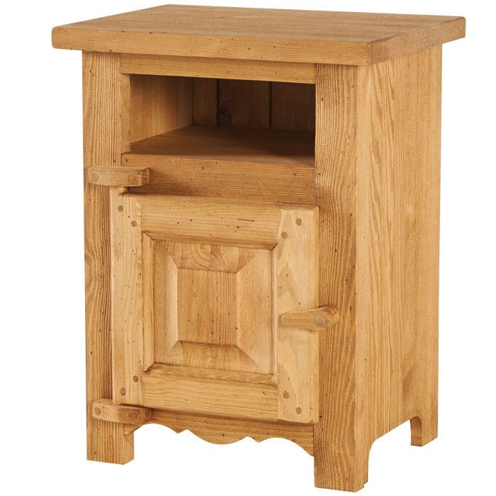 Chevet 1 niche 1 porte gauche 60cm Pin ciré EPICURE