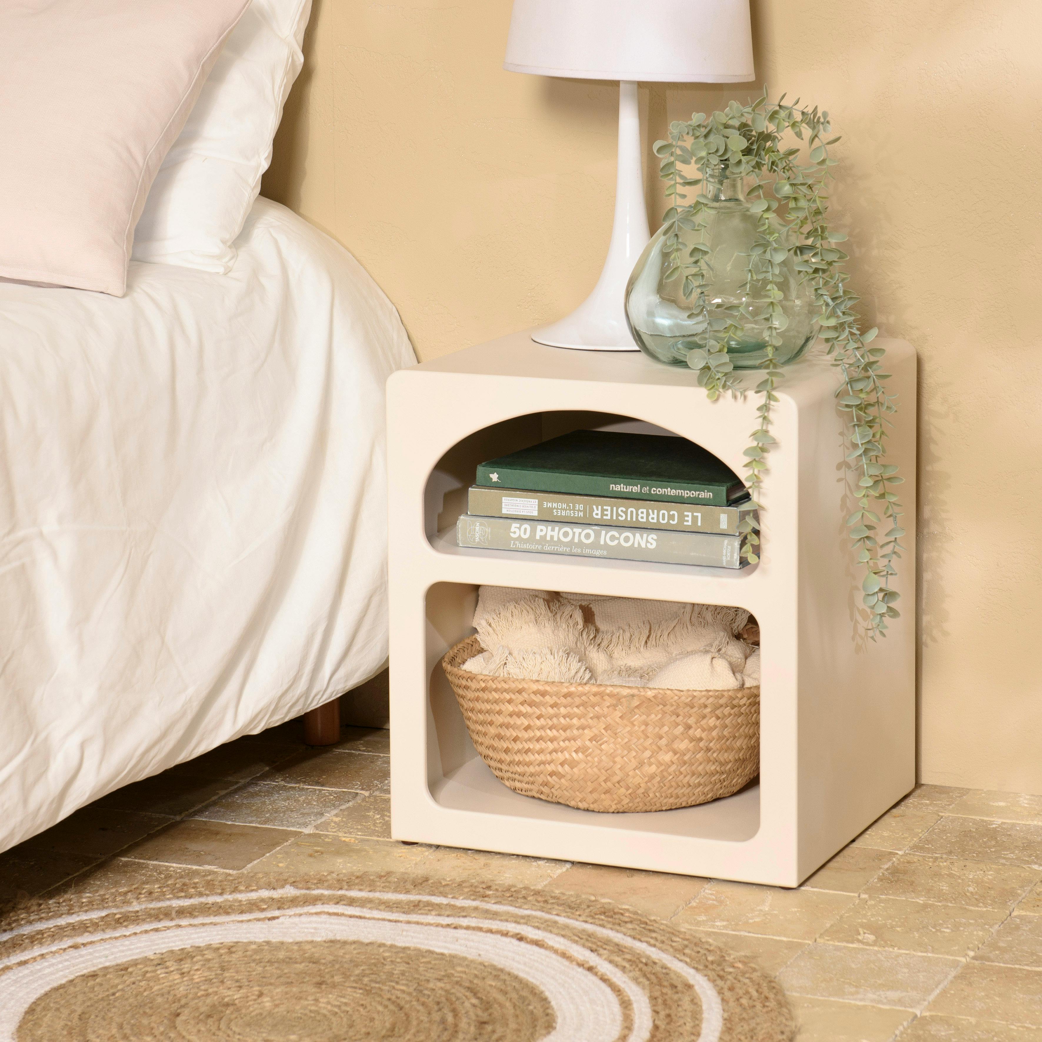Chevet 2 niches 45x40cm en bois peint couleur beige NELIA