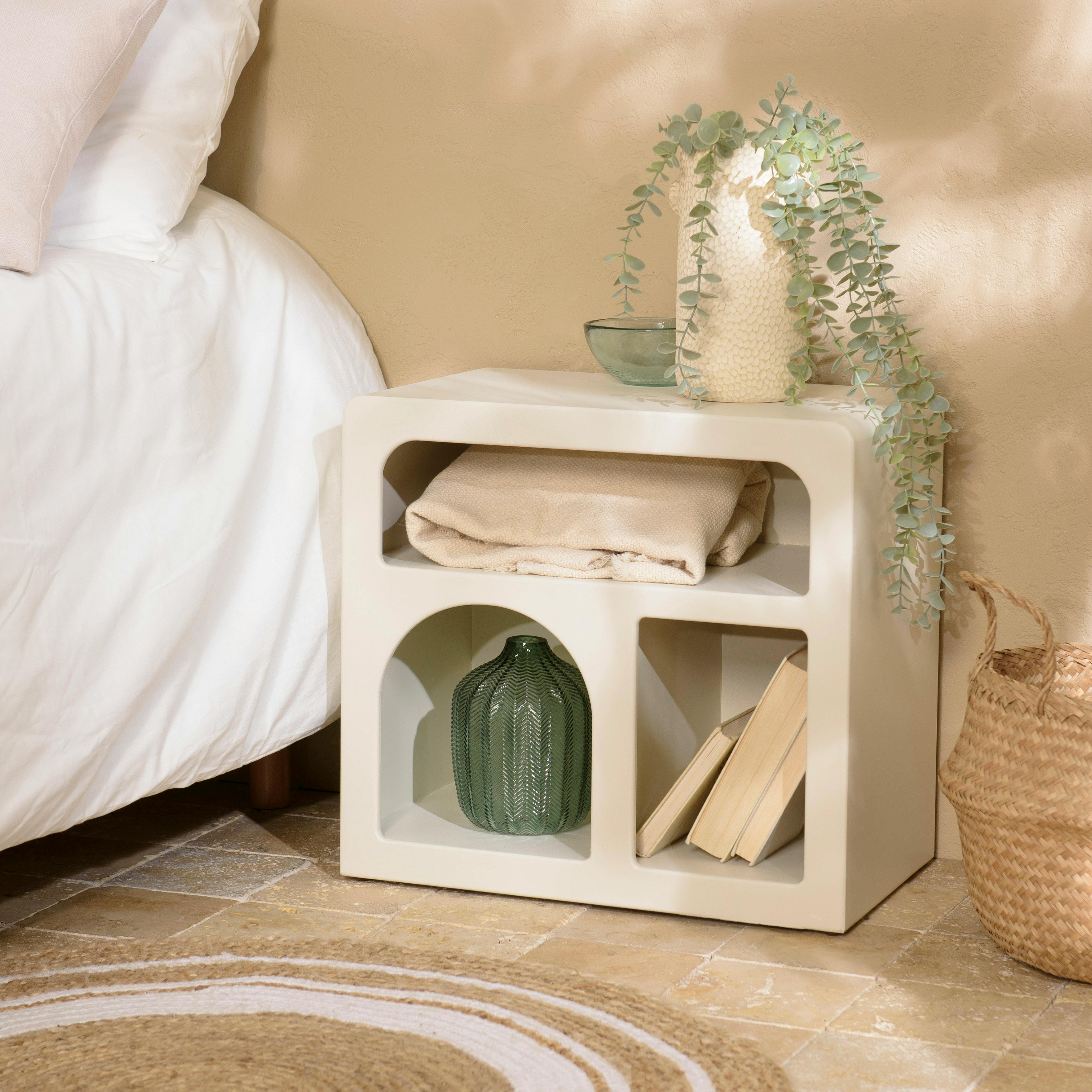 Chevet 3 niches 50x30cm en bois peint couleur beige NELIA