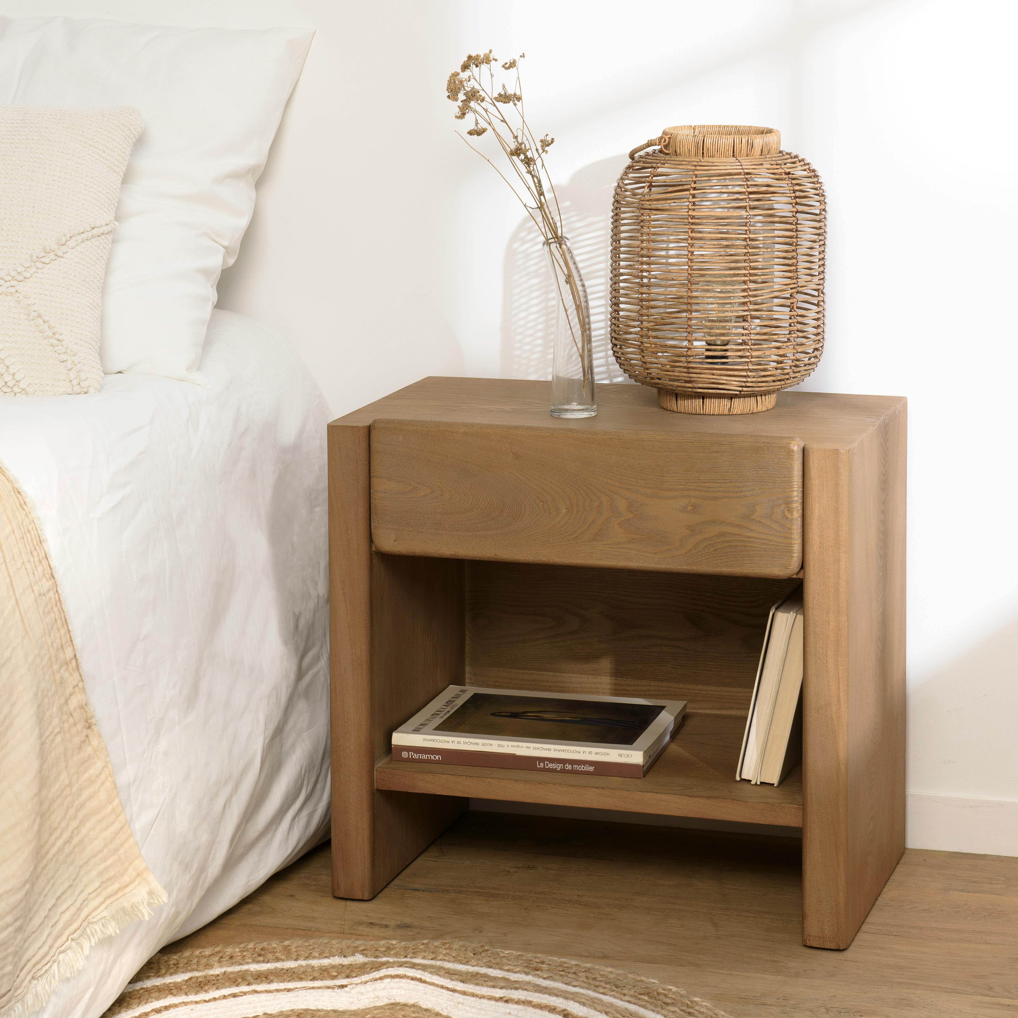 Chevet couleur naturelle 1 tiroir design arrondi VELAR