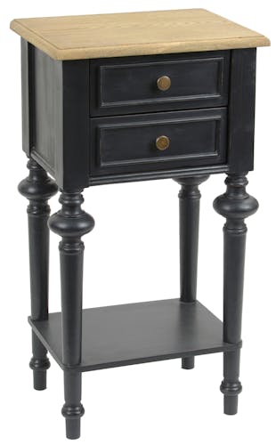 Chevet Louis XVI en bois bicolore noir 2 tiroirs NEW LEGENDE L40xP30xH75 AMADEUS