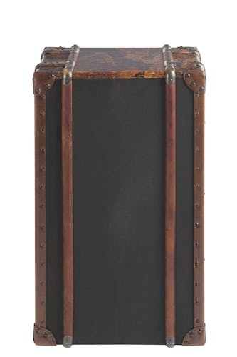 Chiffonnier 4 tiroirs bois marron, motif carte du monde - 52x52x85cm