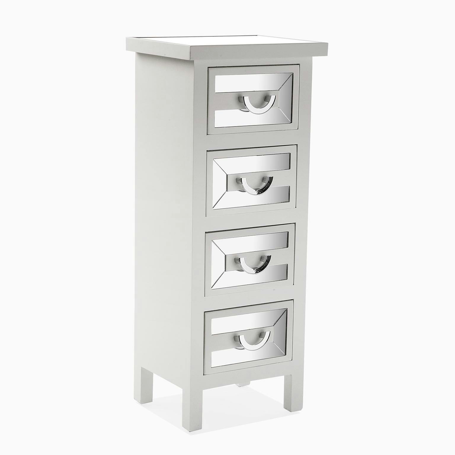 Chiffonnier blanc 4 tiroirs miroir ART DECO