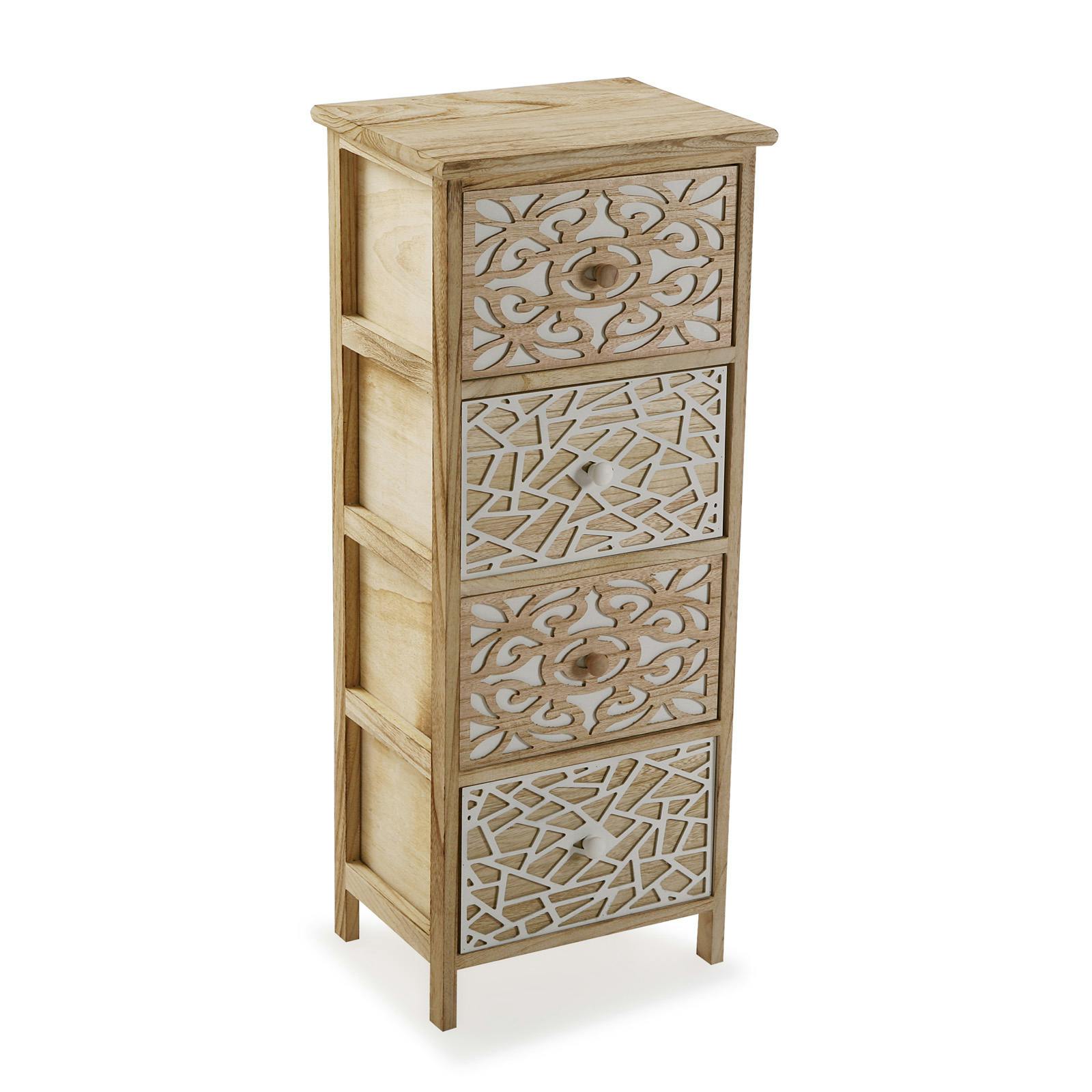 Chiffonnier bois 4 tiroirs découpes variées