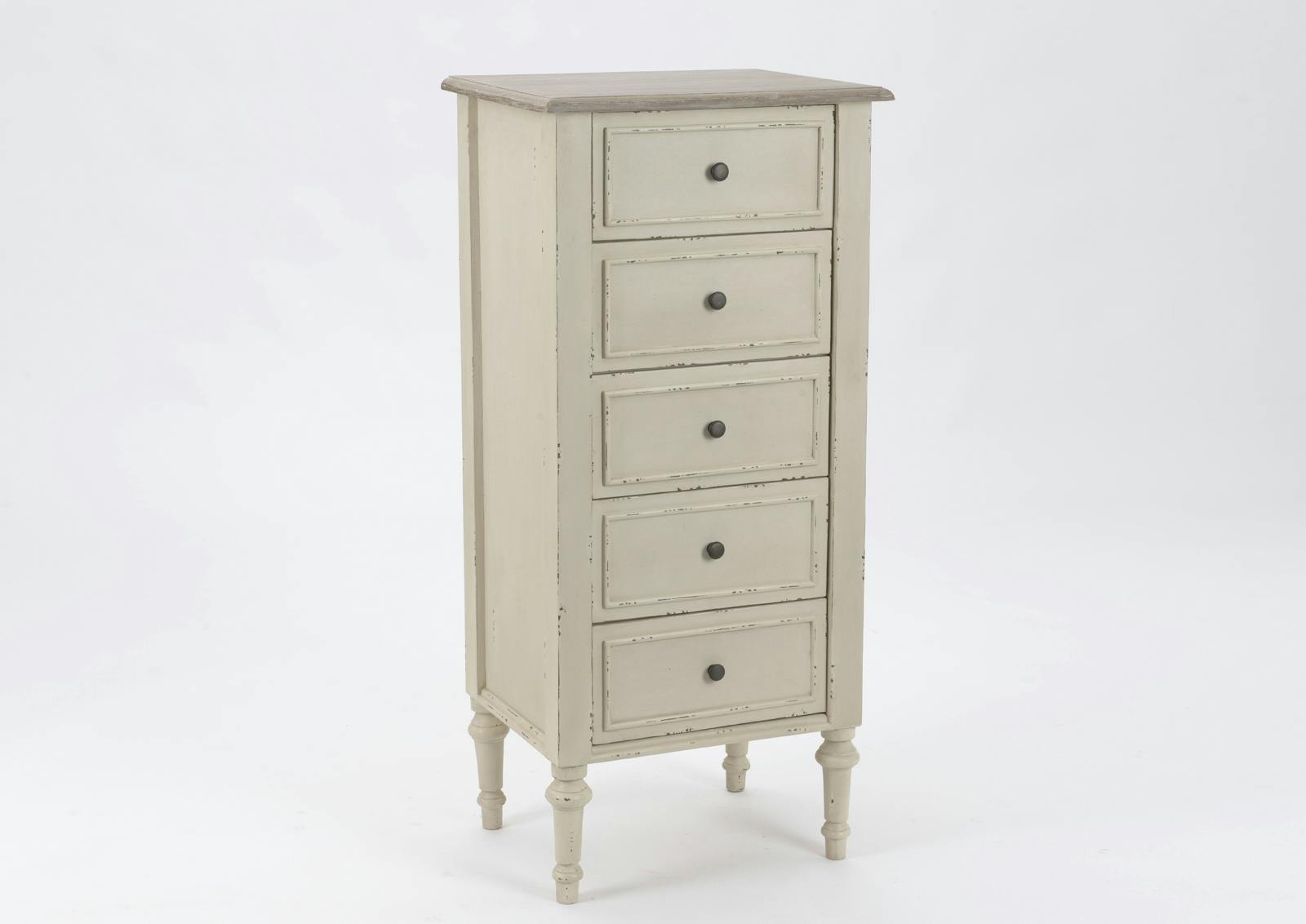 Chiffonnier bois couleur beige 5 tiroirs classique LEGENDE L50xP40xH110 AMADEUS