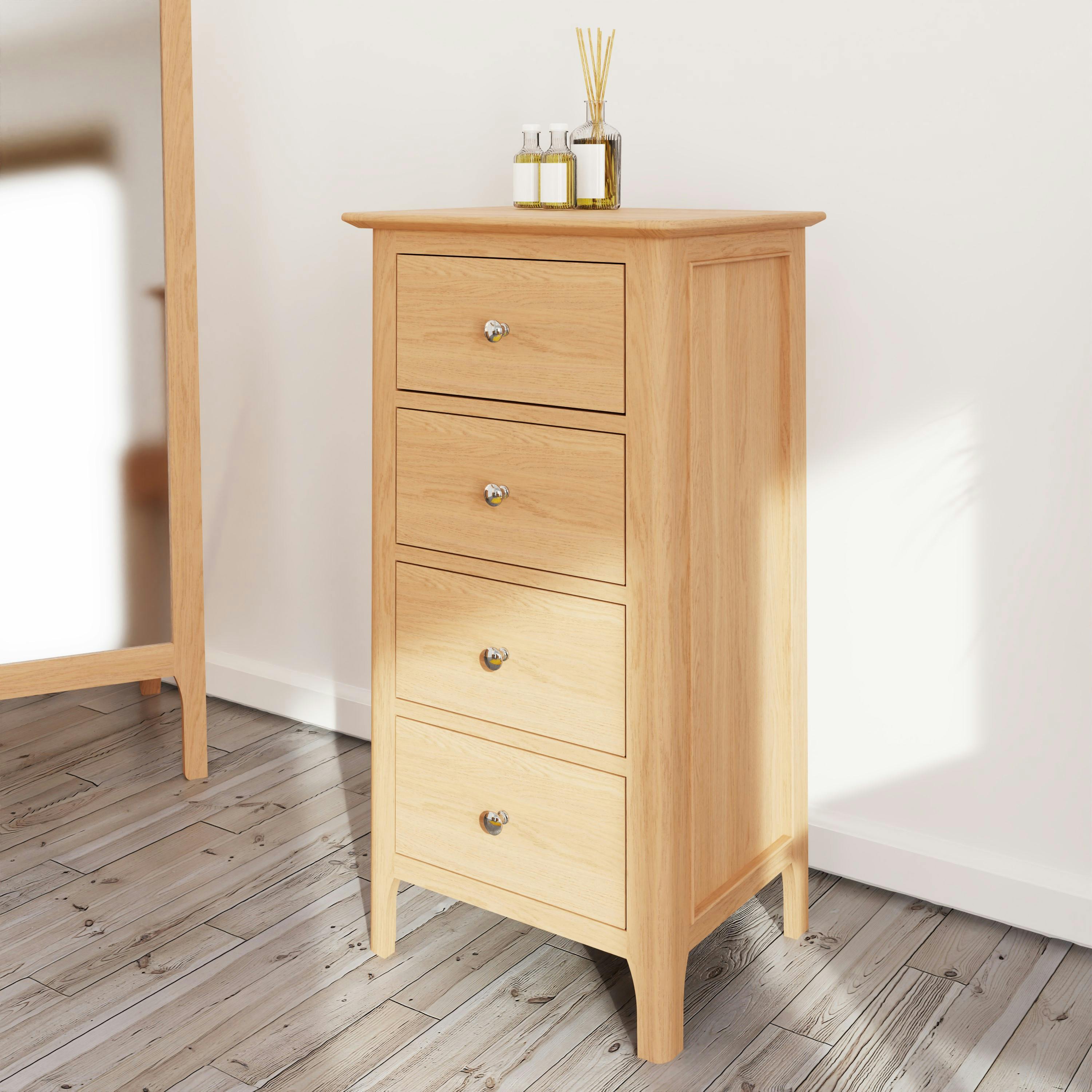 Chiffonnier en bois de chêne clair, 4 tiroirs CRUZ
