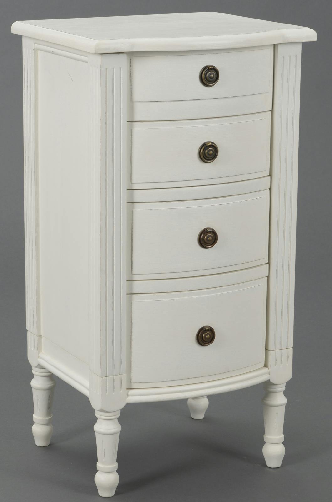 Chiffonnier Meuble à bijoux Classique Chic  4 tiroirs AGATHE L40 X P35 X H75 Blanc Antique AMADEUS