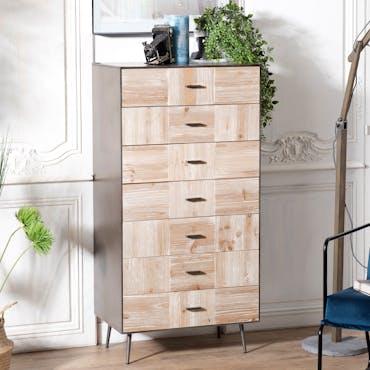 Chiffonnier moderne bois de sapin damier CARPATES