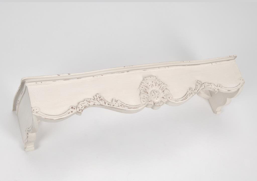 Ciel de lit shabby romantique bois vieilli blanc LOUISE L 90 x P 25 x  H 17 AMADEUS