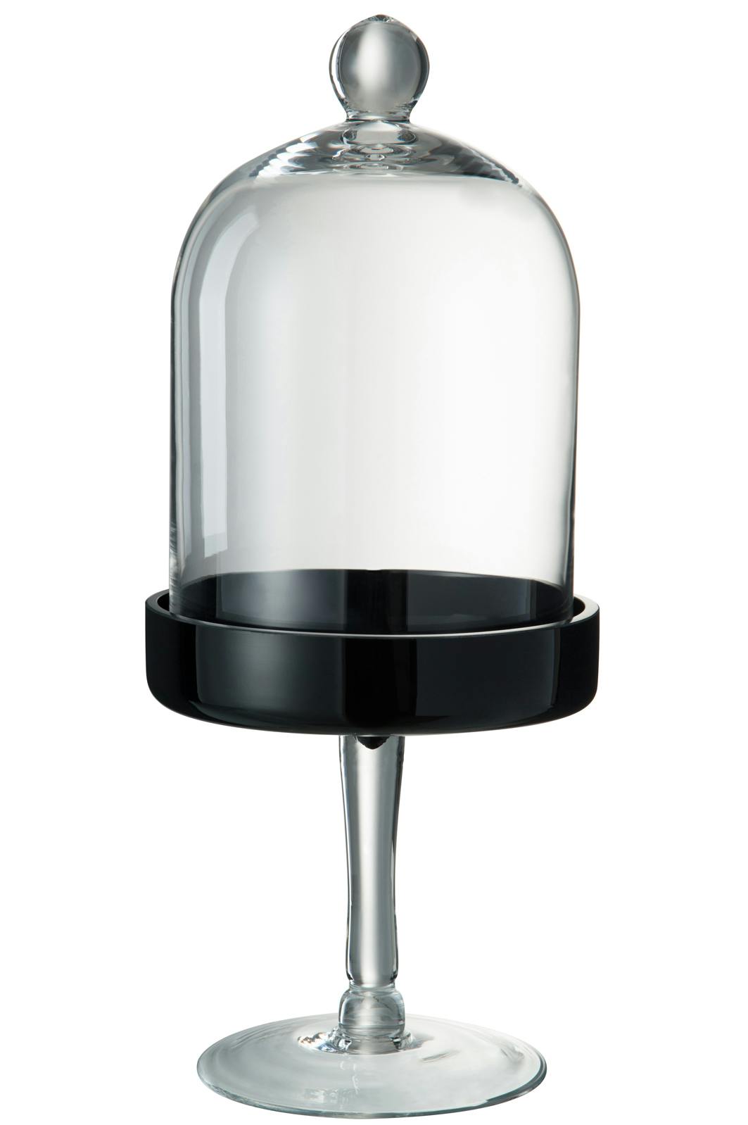 Cloche en verre, base noir sur pied D20 H47cm