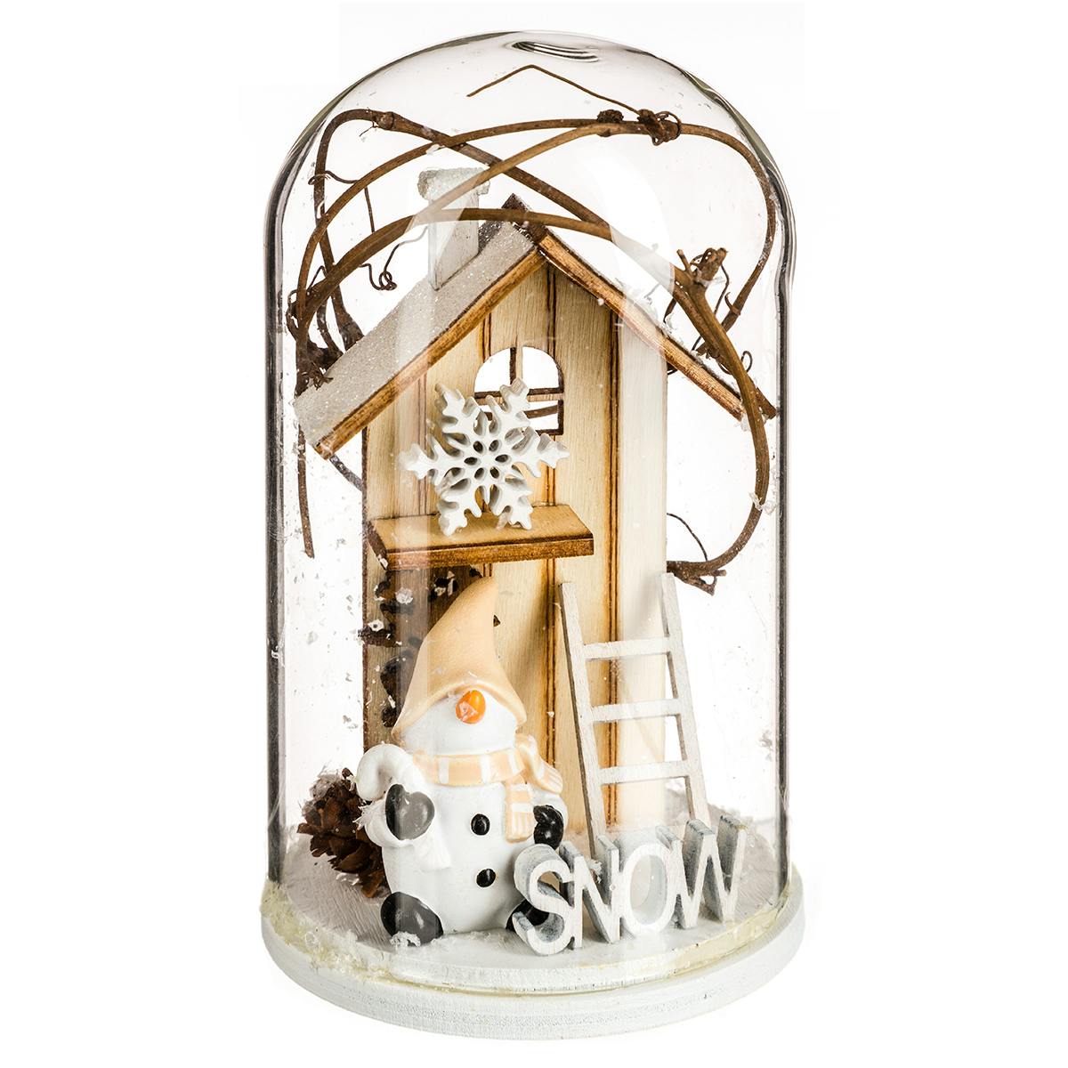 Cloche verre décorée Bonhomme de Neige