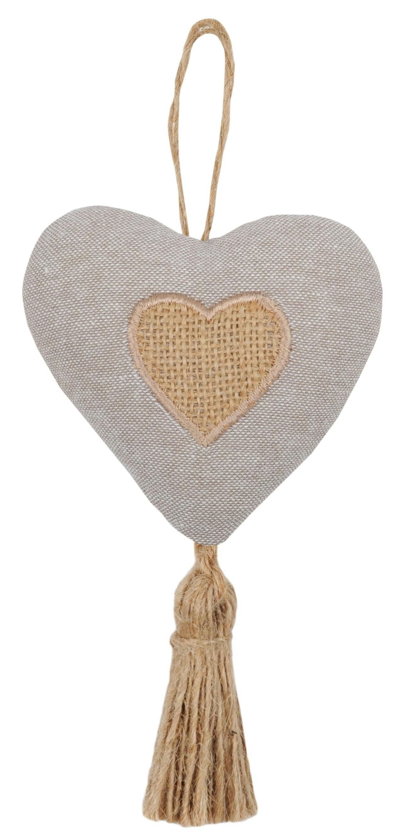 coeur à suspendre gris et beige 10cm CHRISTIE