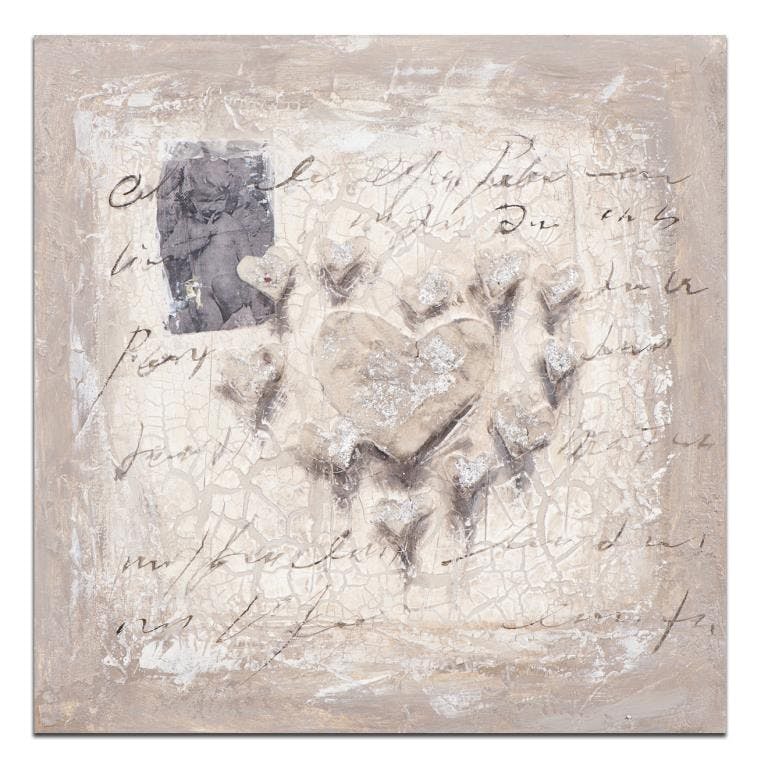 COEUR Toile Figurative carrée Ivoire Acrylique 40x40